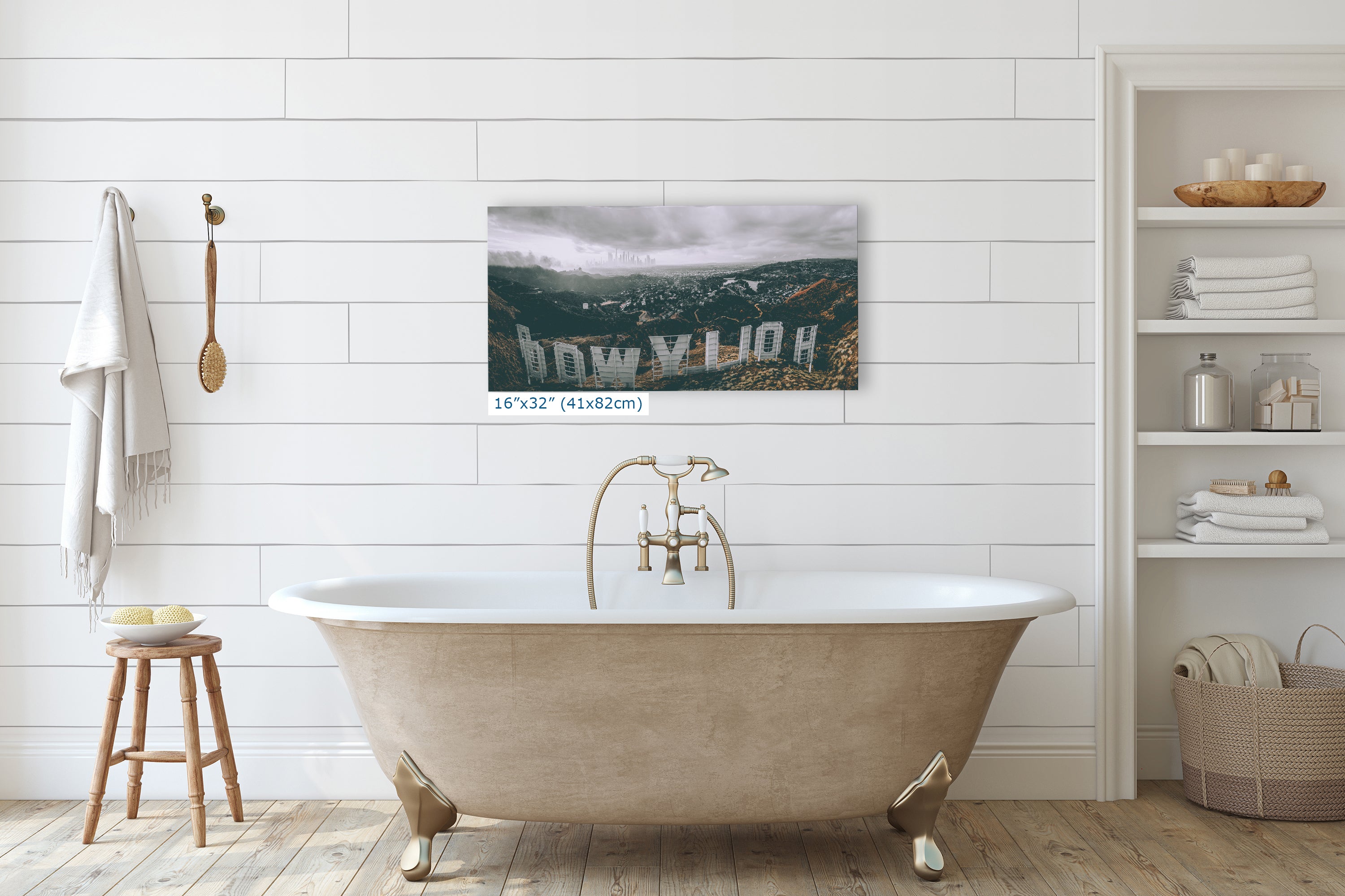 Hollywood Sign Los Angeles Skyline Retro Southern California Cityscape Urban Decor for Home or Office