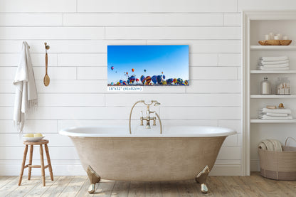 Hot Air Balloon Festival Mass Ascension Panorama Photo, Albuquerque New Mexico Balloon Fiesta Wall Art, Office, Cubicle & House Decor
