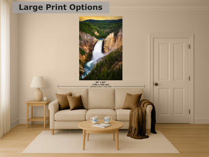 Yellowstone Falls National Park Waterfall Picture Nature Photo Relaxation Artwork Bohemian Style Wyoming Landscape, Meditation & House Decor