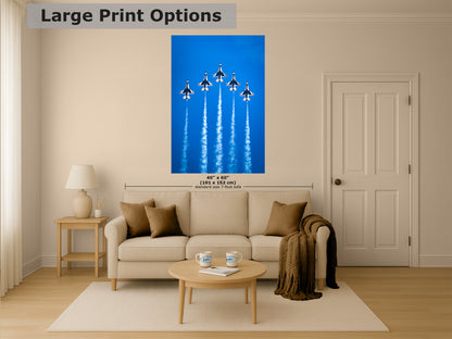 US Airforce Thunderbirds F-16 Fighting Falcon Aviation Artwork, Military Jet Fighter Wall Decor, Aviation Photo, Man Cave or Garage Art