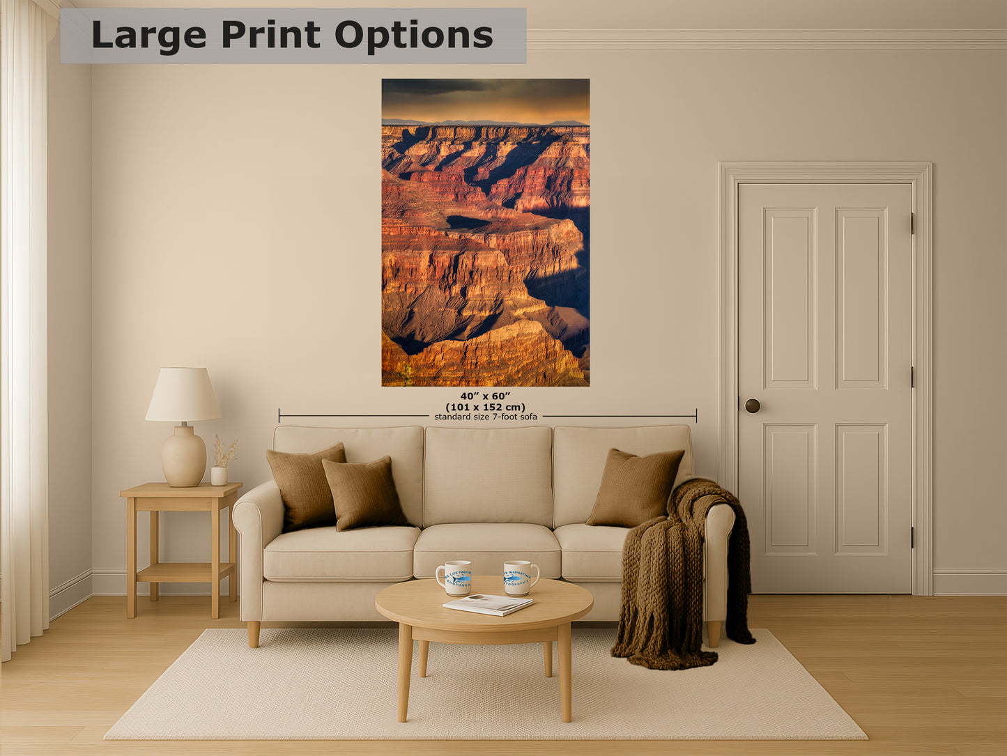Grand Canyon National Park, Arizona Desert Picture Nature Photo, Bohemian Style Relaxation Artwork for Meditation, Apartment, Office & House Decor