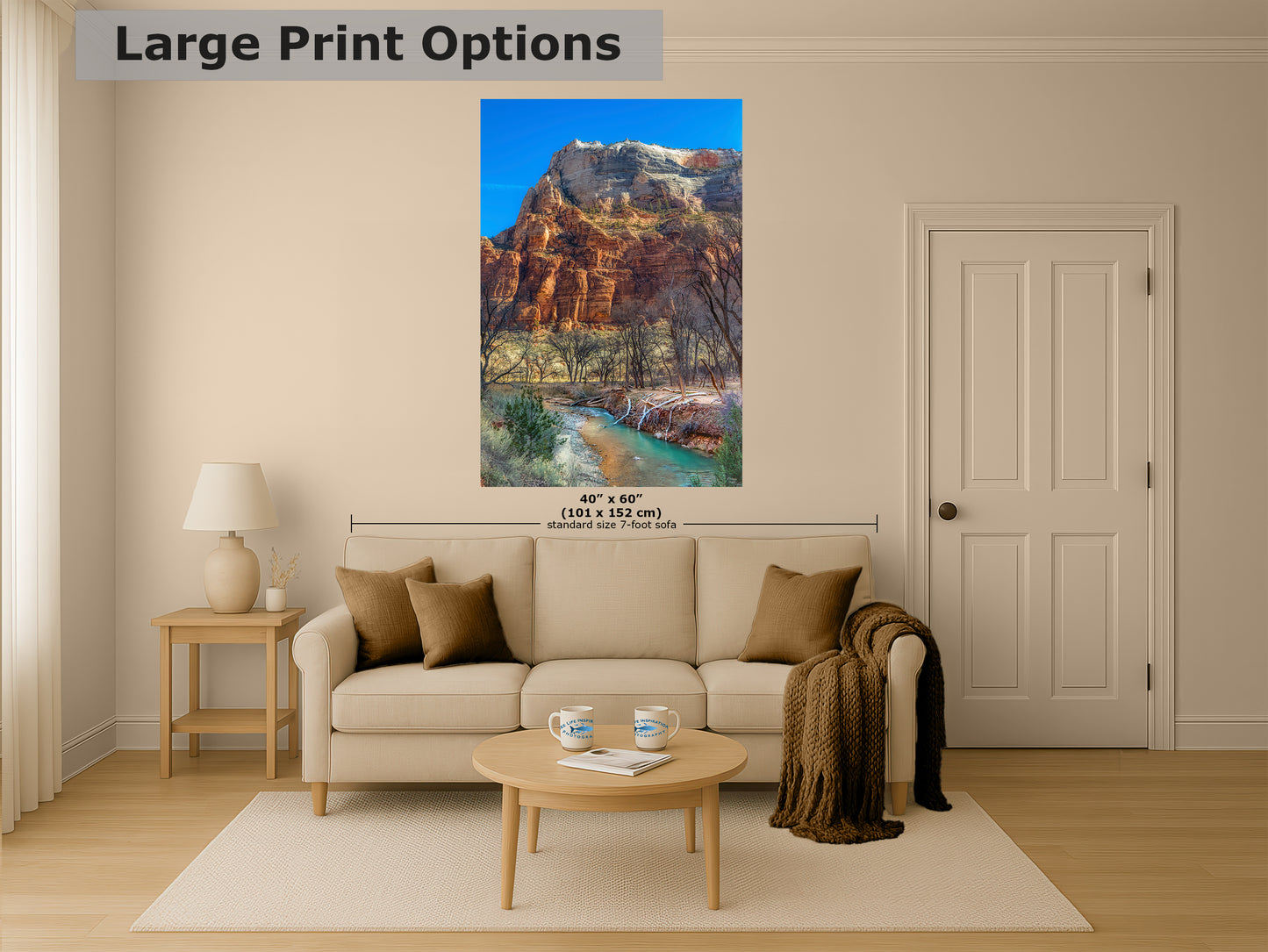 Zion National Park Southern Utah Desert Picture, Southwestern Wall Art, Relaxation Artwork Nature Photo for House Decor