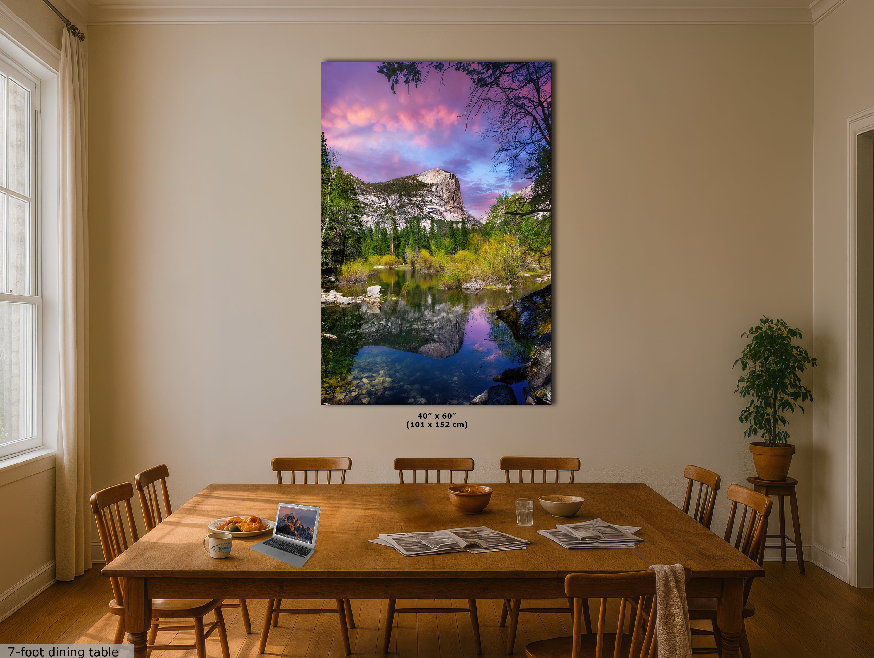 Mirror Lake Yosemite National Park Mountain Picture Nature Photo Relaxation Artwork of Mt. Watkins for Meditation, Office, and House Decor