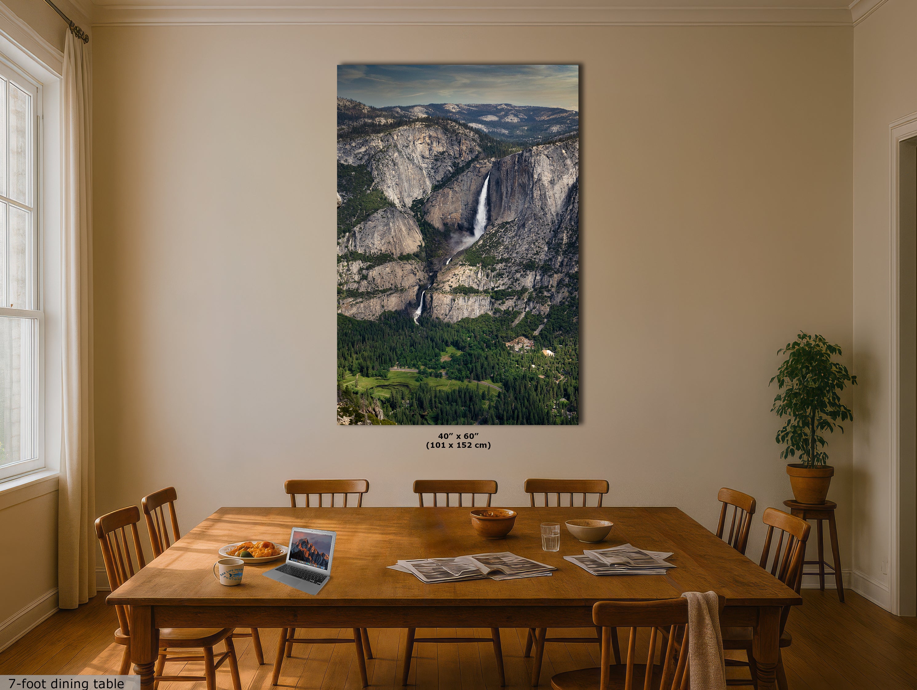 Yosemite Falls Glacier Point National Park Nature Photo Relaxation Artwork for Meditation, Office, Dorm, Apartment, and House Decor