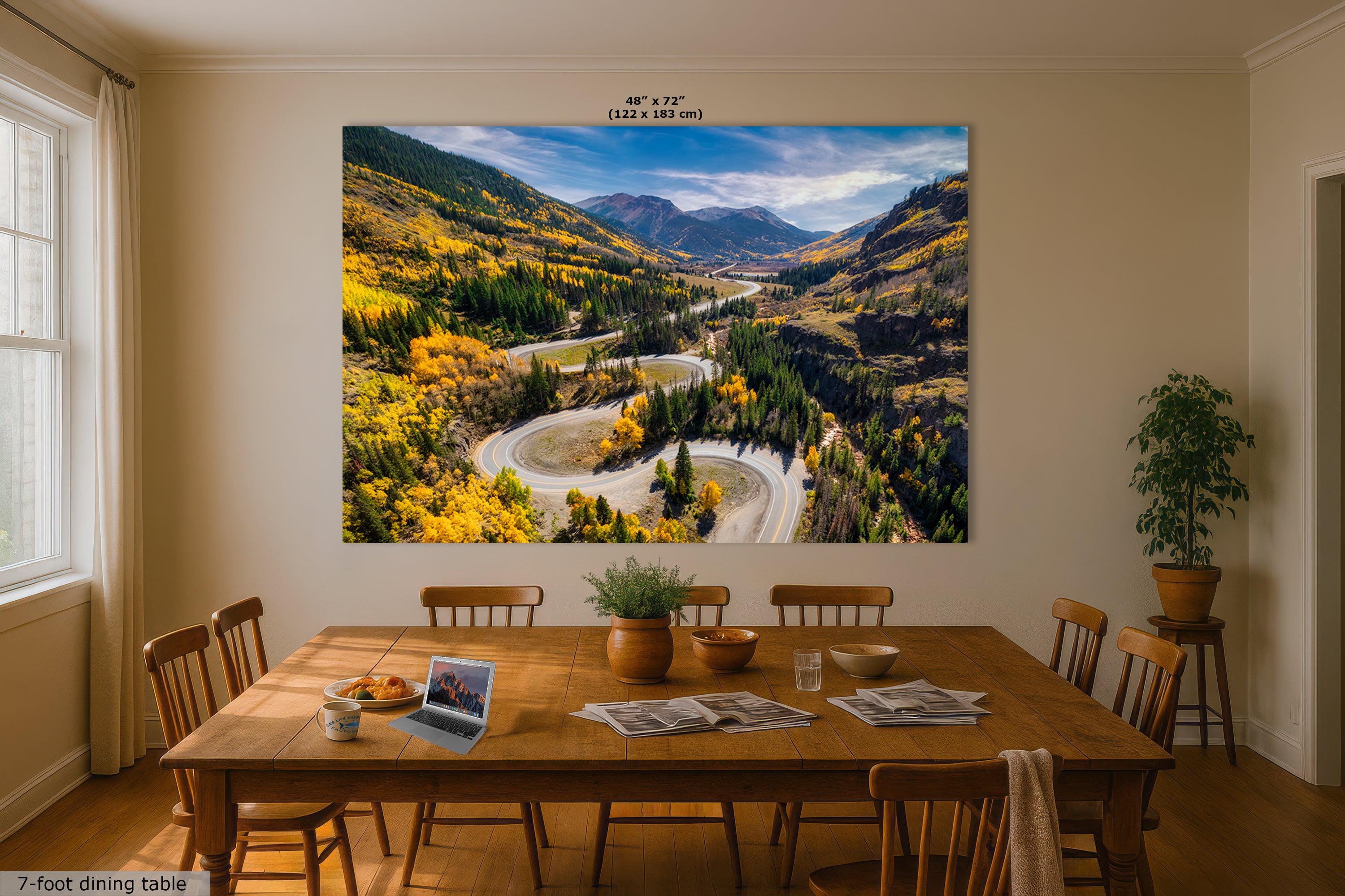 Colorado San Juan Mountain Picture, Fall Colors Aspen Trees Forest, Million Dollar Highway Nature Photo for Relaxation Artwork, Meditation and House Decor