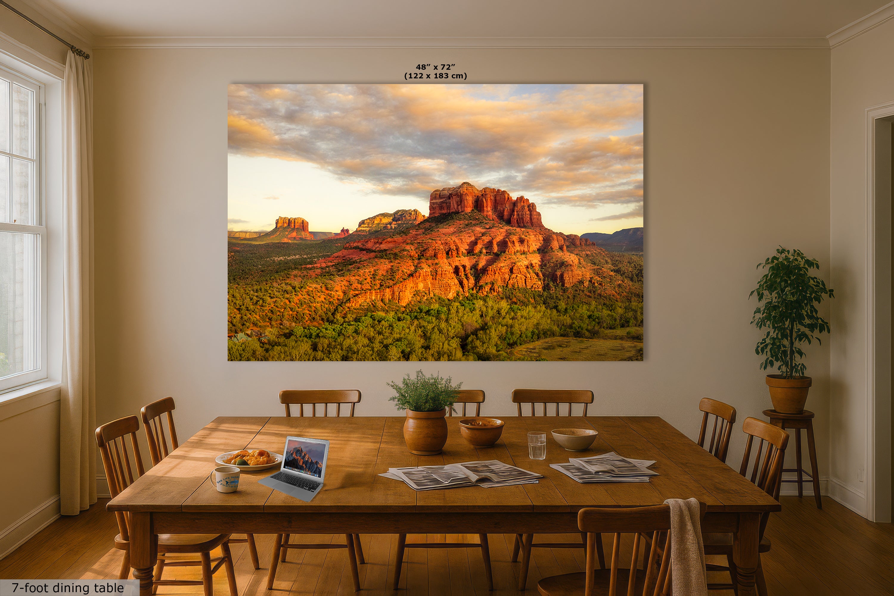 Sedona Arizona Desert Picture Nature Photo of Cathedral Rock, Bohemian Relaxation Artwork for Meditation