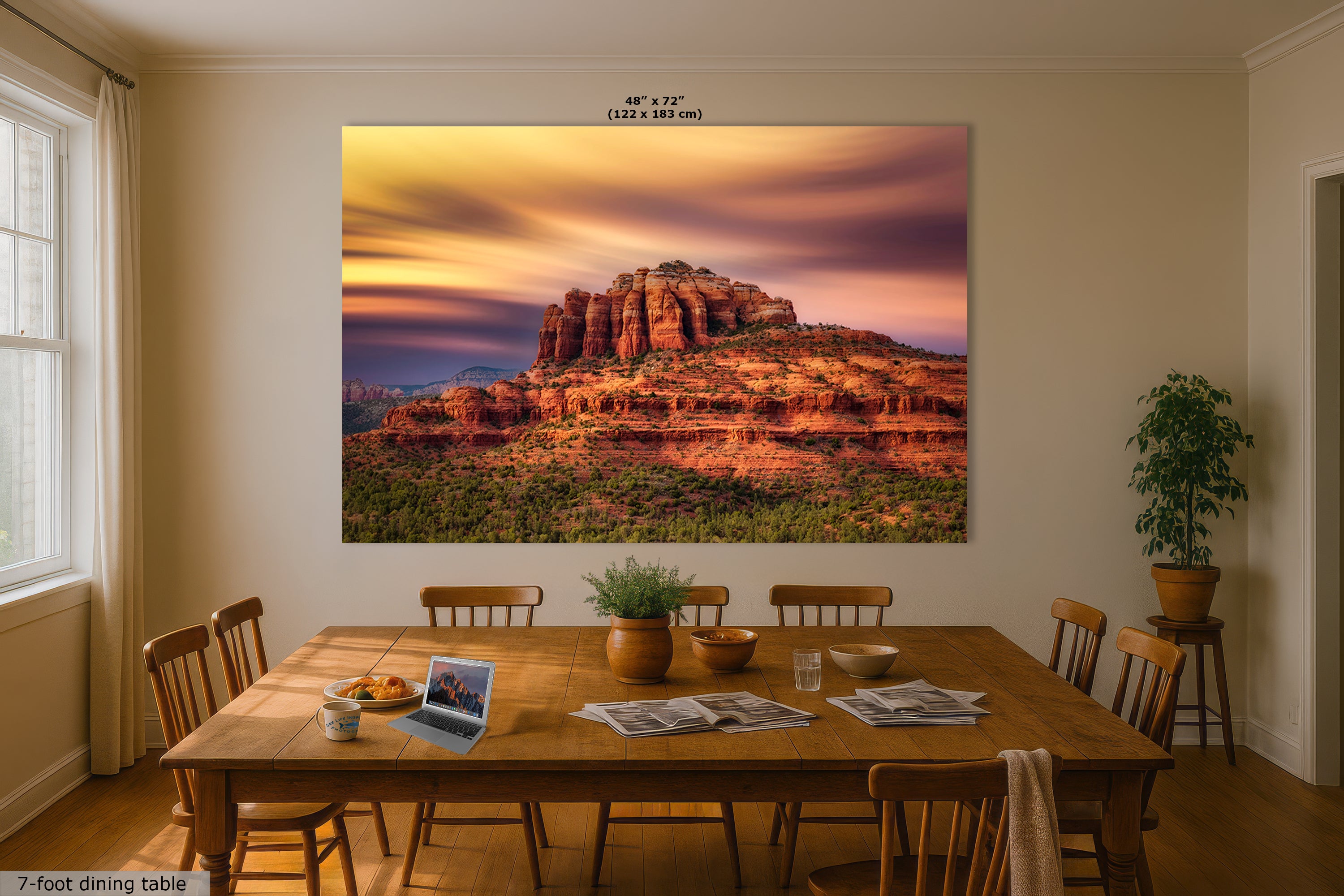 Cathedral Rock Sunset, Sedona Arizona Desert Picture Nature Photo Relaxation Artwork for Meditation, Office, and House Decor