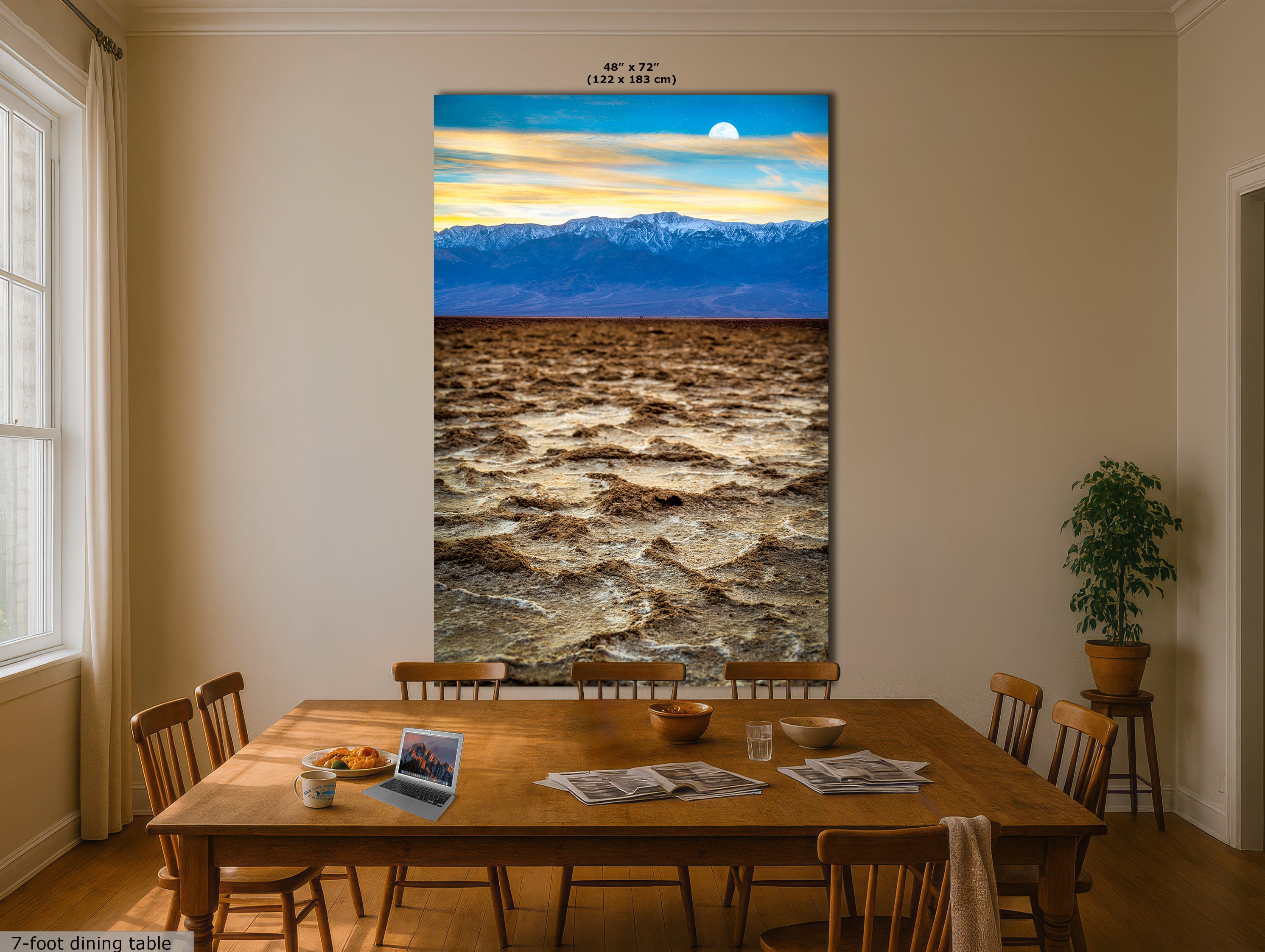 Death Valley National Park California Desert Picture Nature Photo, Badwater Basin Salt Flats and Telescope Peak Sunset Photo for House Decor