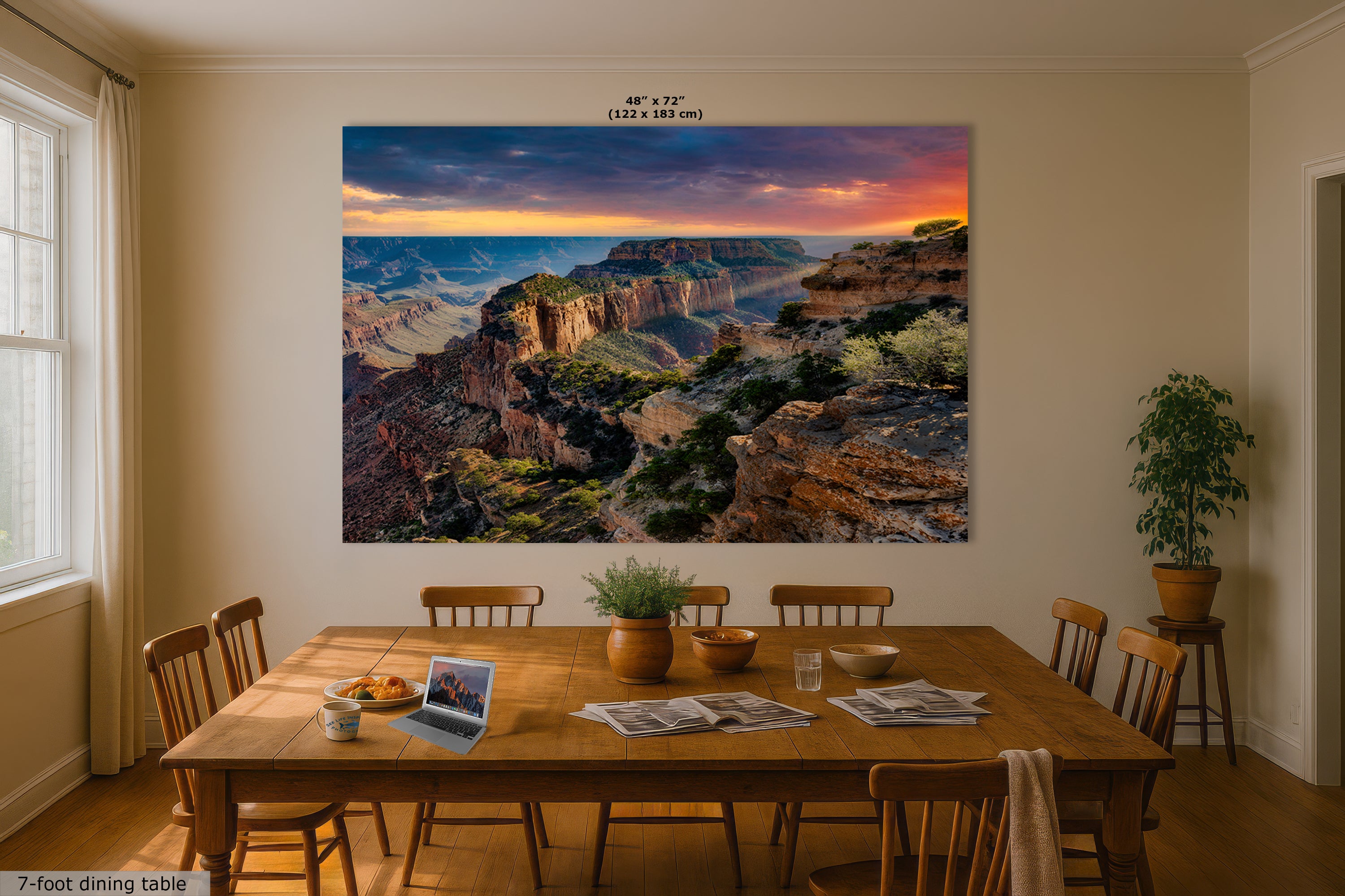 Grand Canyon National Park, North Rim Cape Royal, Arizona Desert Picture Nature Photo, Bohemian Style Relaxation Artwork for Meditation, Apartment, Office & House Decor