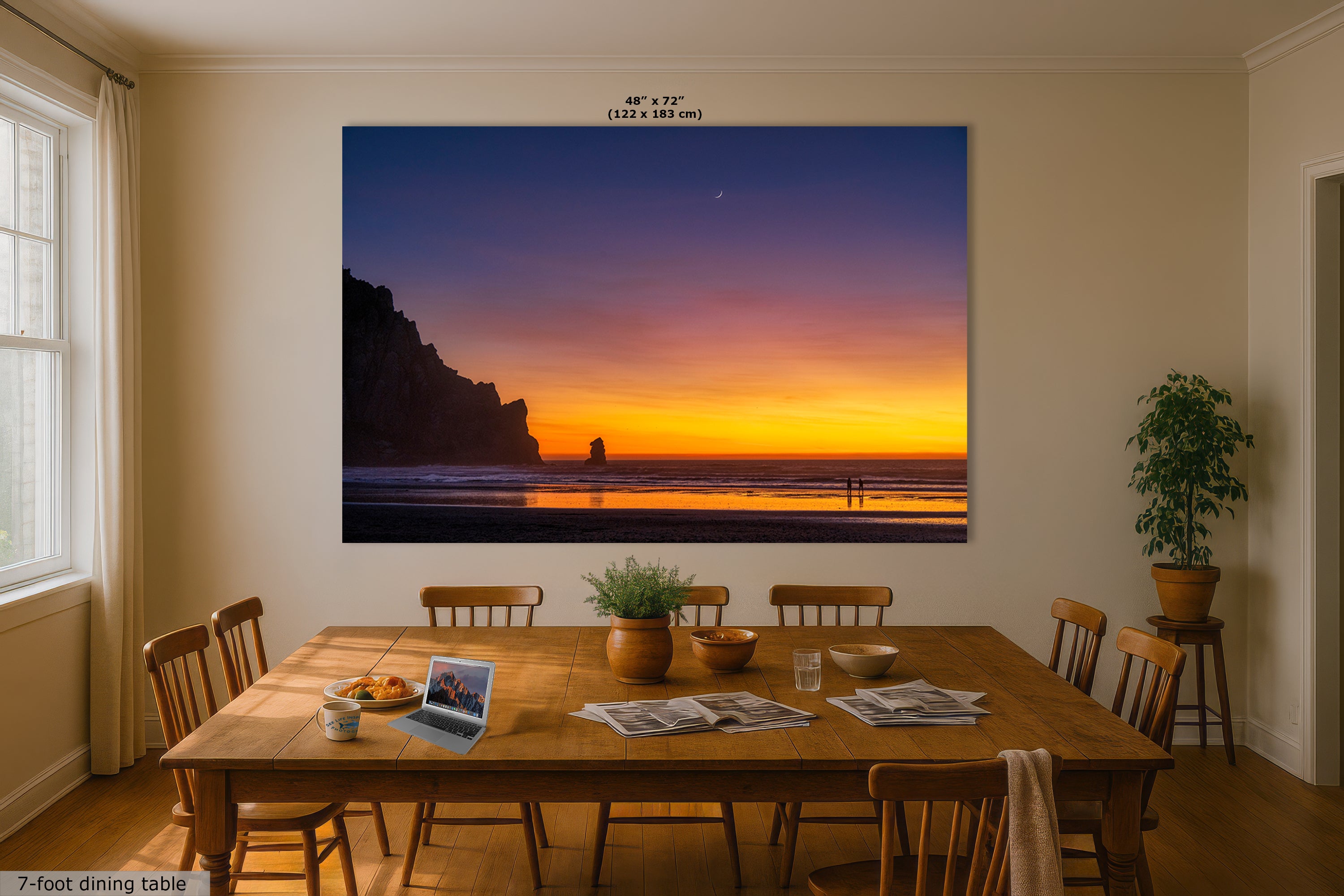 Limited Edition Fine Art Photography, Ocean Picture Morro Bay California Coastline Crescent Sunset