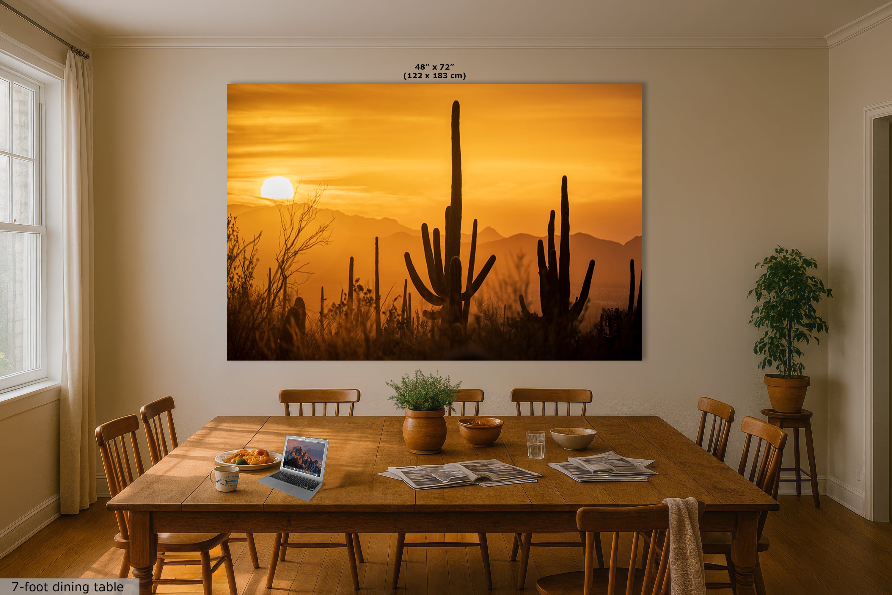 Saguaro National Park Arizona Desert Picture Nature Photo Silhouette, Bohemian Style Relaxation Artwork, Southwestern Sonoran Desert House Decor