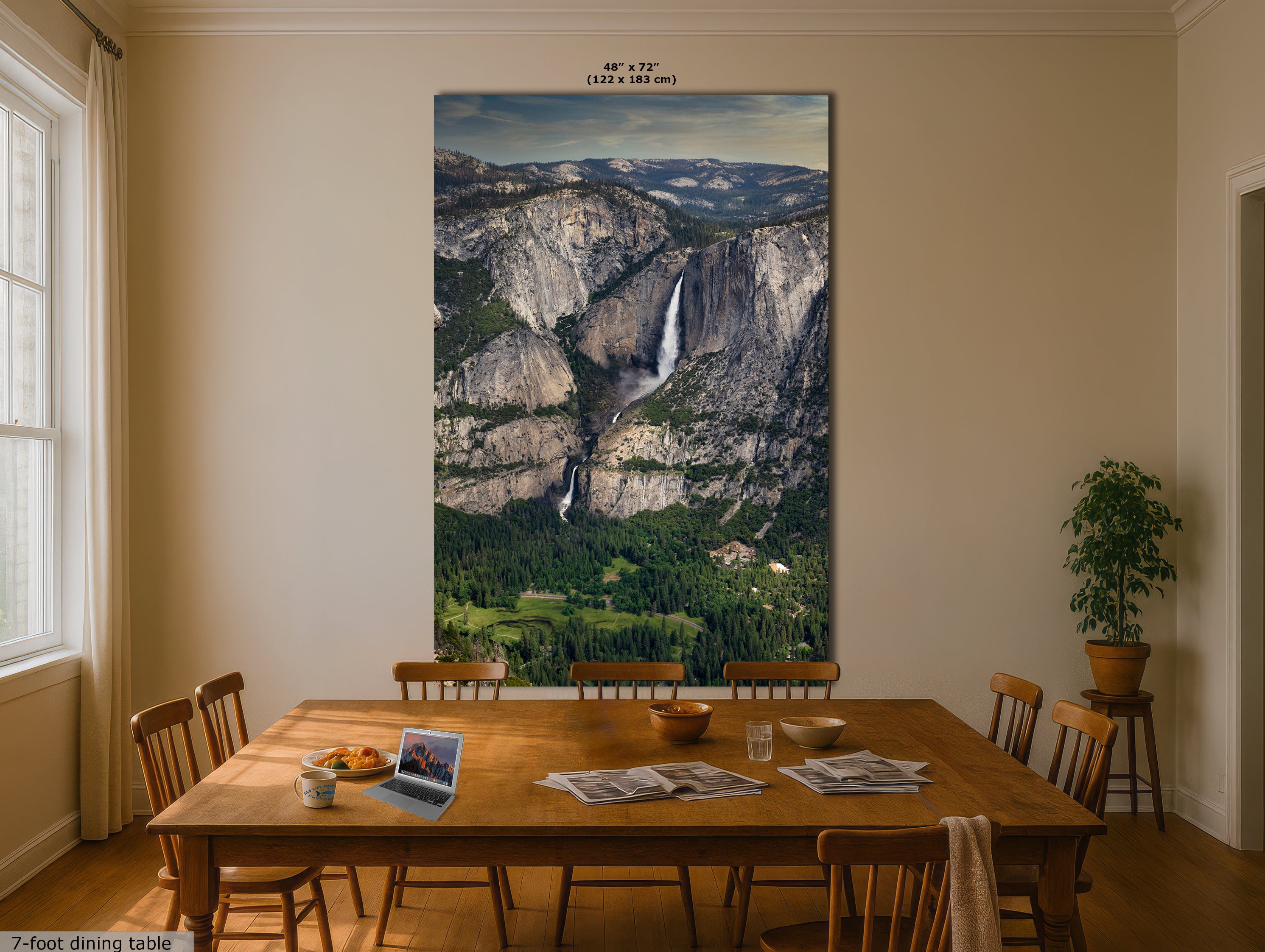 Yosemite Falls Glacier Point National Park Nature Photo Relaxation Artwork for Meditation, Office, Dorm, Apartment, and House Decor