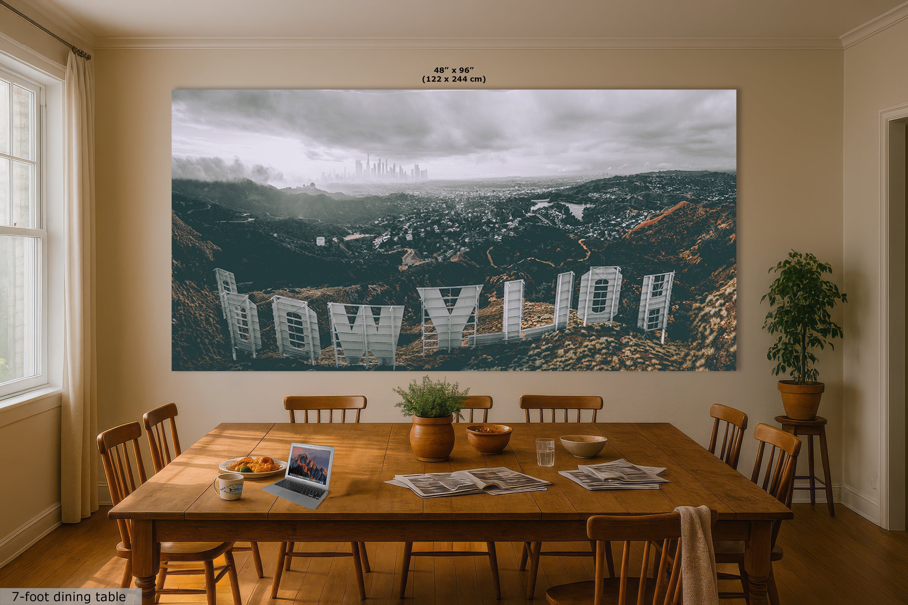 Hollywood Sign Los Angeles Skyline Retro Southern California Cityscape Urban Decor for Home or Office