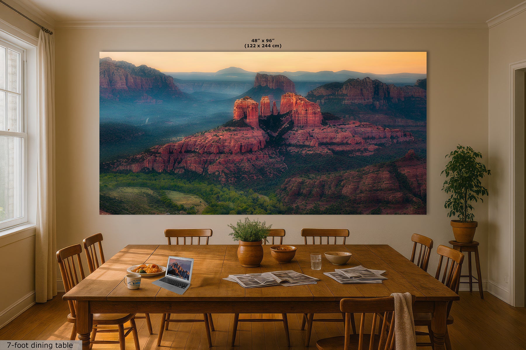 Cathedral Rock Aerial Sunrise, Sedona Arizona Desert Picture Nature Photo Relaxation Artwork for Meditation, Office, and House Decor