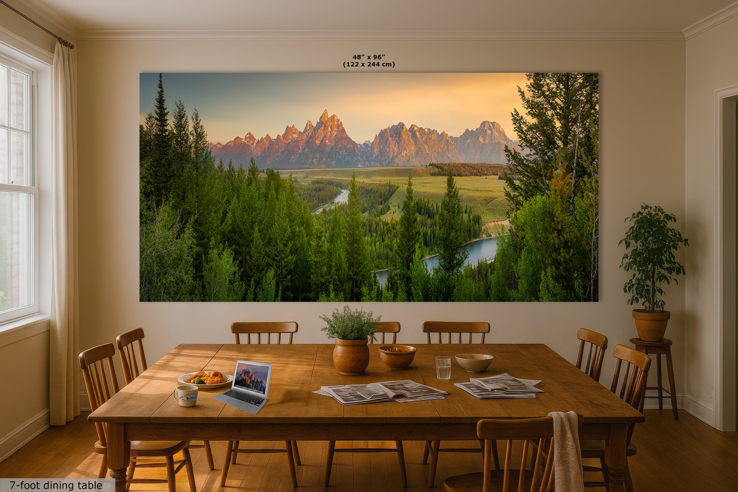 Grand Teton National Park Wyoming Mountain Picture Panorama Nature Photo, Rustic Wall Art, Jackson Hole Scenery, Bohemian Decor
