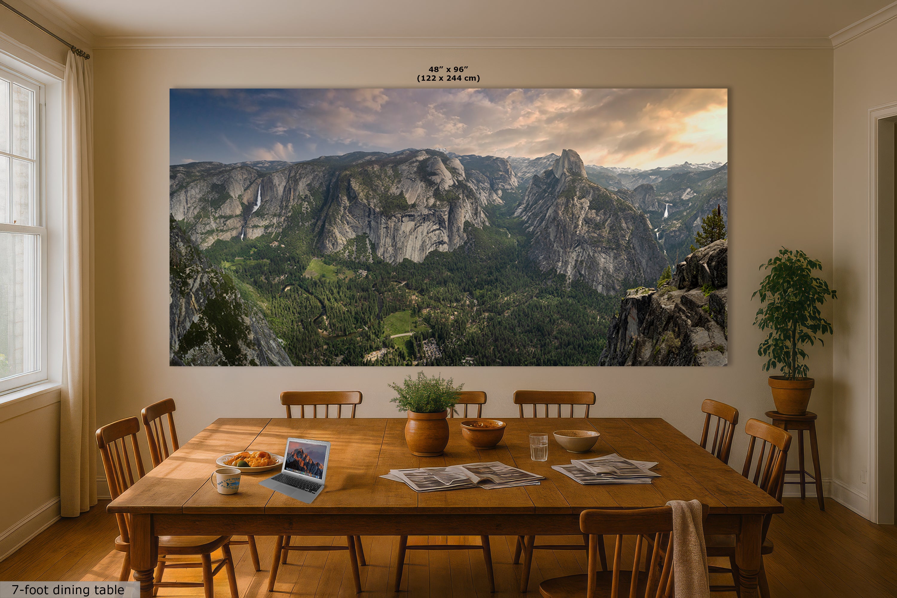 Glacier Point Yosemite National Park Nature Photo Relaxation Artwork, Sierra Nevada Scenic Picture for Meditation, Office, and House Decor