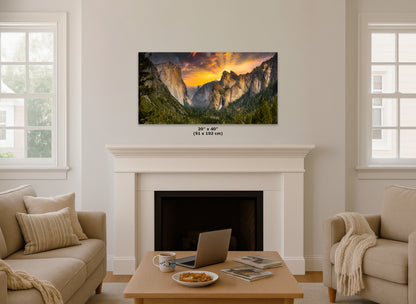 Tunnel View Yosemite National Park Mountain Picture Nature Photo Relaxation Artwork for Mediation, Office, & House Decor