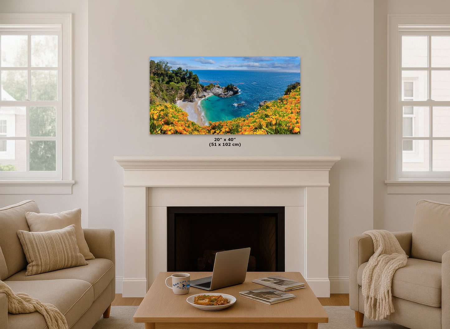 McWay Falls Wall Art Ocean Picture, Big Sur California Coastline Nature Photo