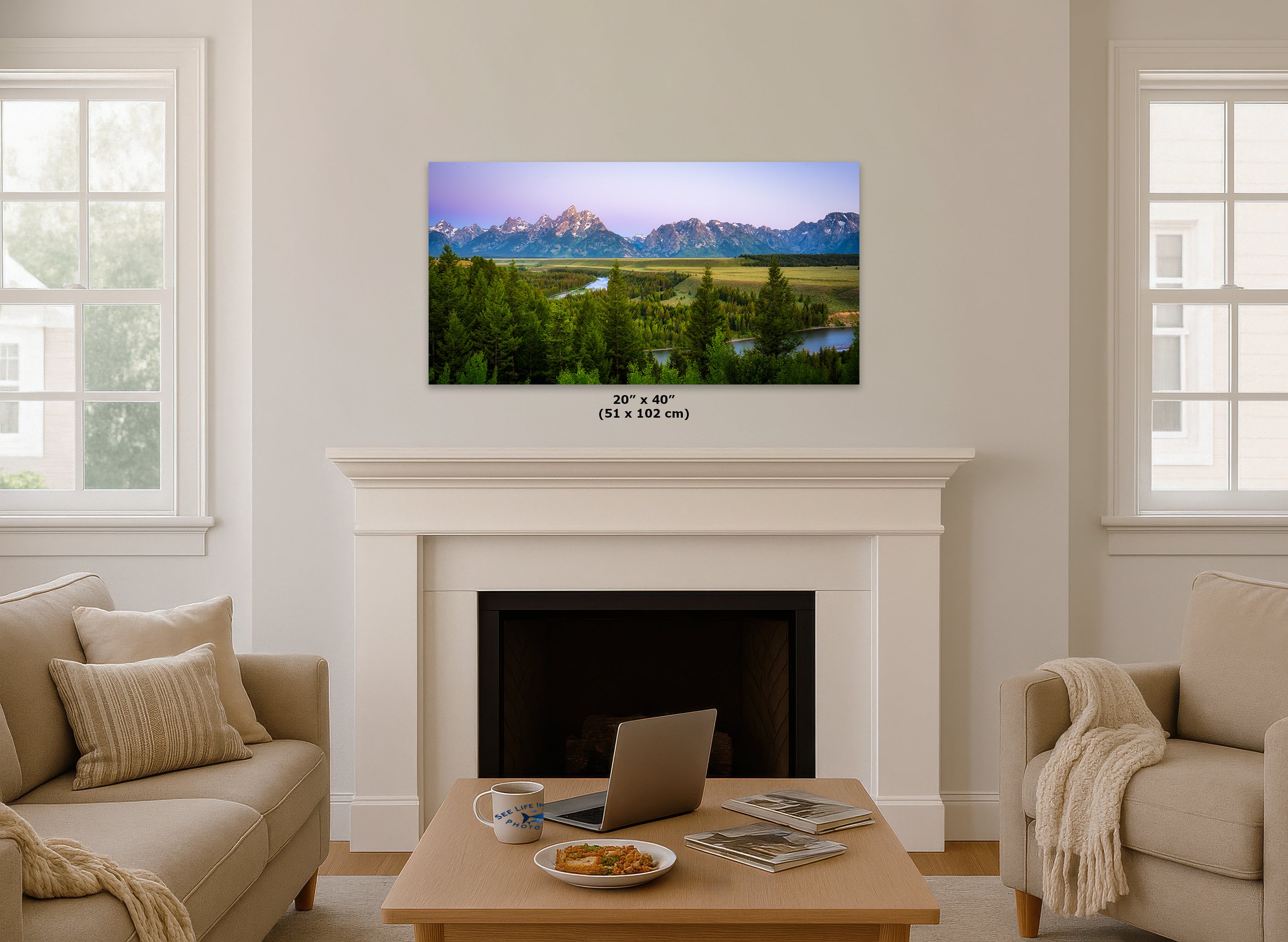 Grand Teton National Park Mountain Picture Panorama Nature Photo, Rustic Wall Art, Jackson Hole Scenery, Bohemian Decor