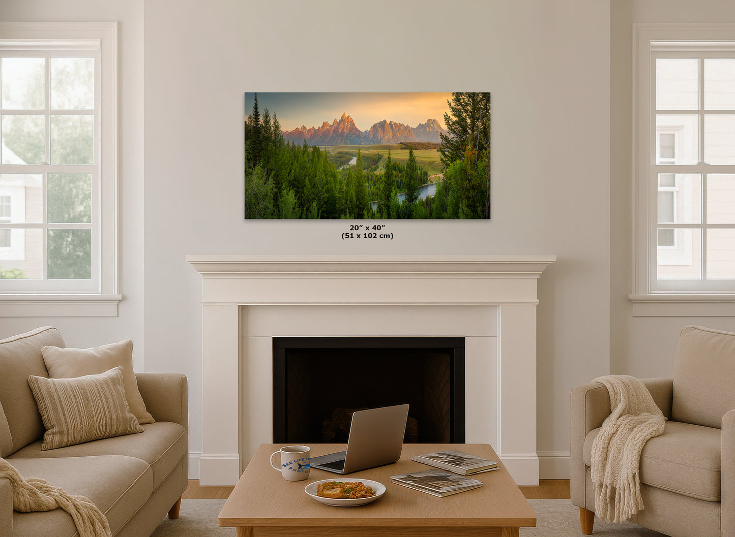 Grand Teton National Park Wyoming Mountain Picture Panorama Nature Photo, Rustic Wall Art, Jackson Hole Scenery, Bohemian Decor