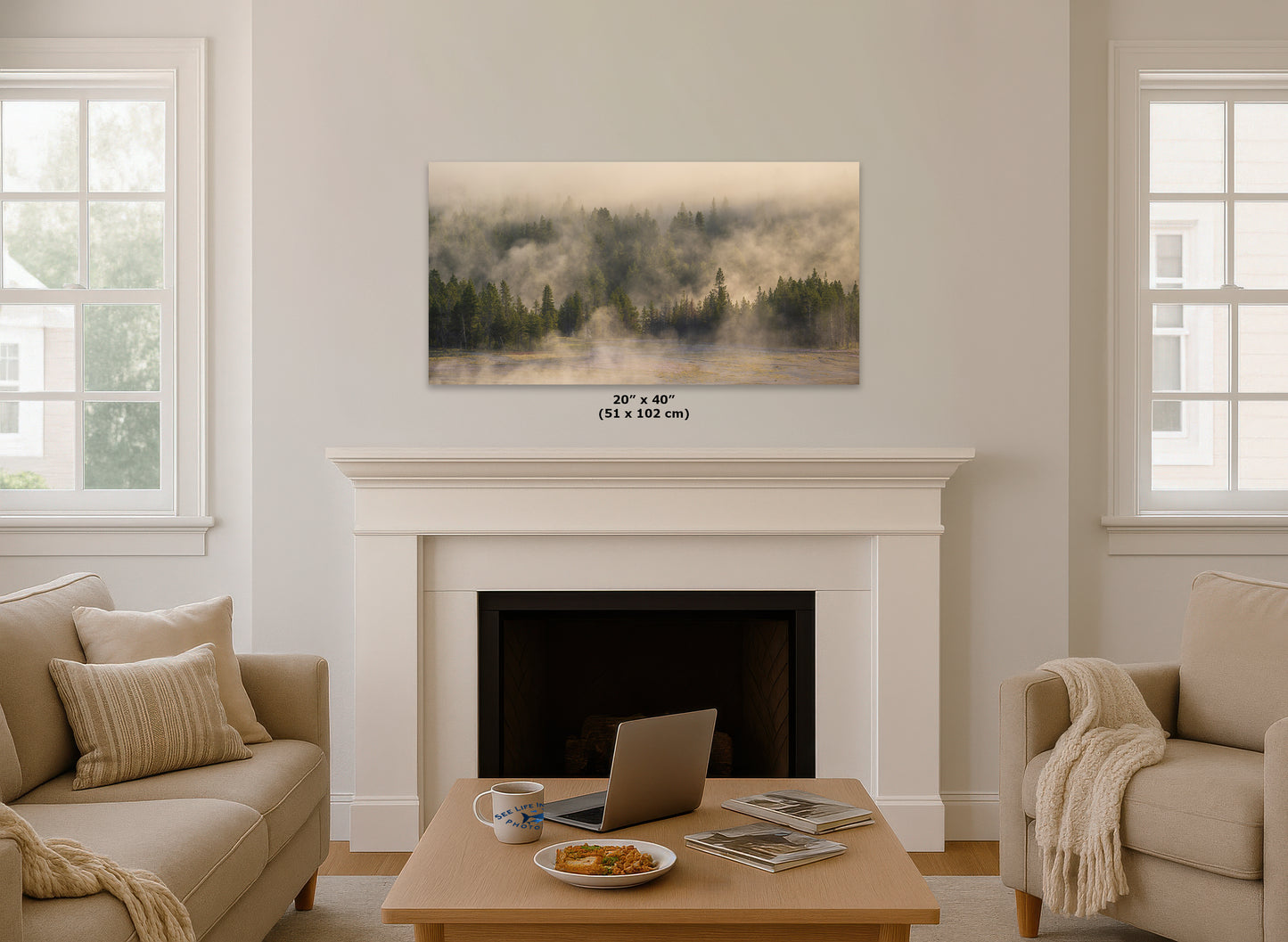 Foggy Forest Picture Forest Bathing Nature Photo, Yellowstone Misty Trees Wall Art, Cabin Decor, Canvas, Paper, Metal Prints