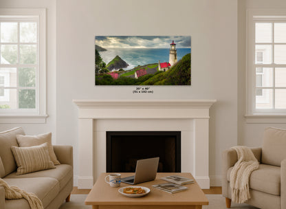 Haceta Head Lighthouse Picture, Oregon Coast Ocean Picture, Pacific Northwest Beach Photo Framed Coastal Decor for Ocean Lovers
