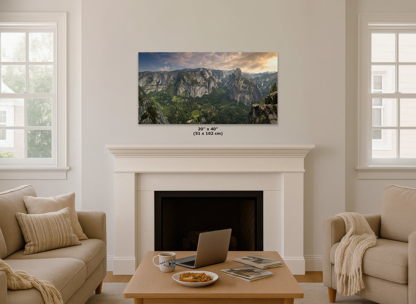 Glacier Point Yosemite National Park Nature Photo Relaxation Artwork, Sierra Nevada Scenic Picture for Meditation, Office, and House Decor