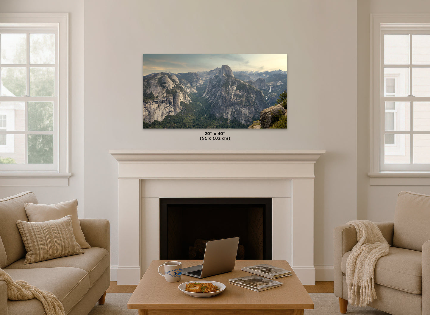 Glacier Point Yosemite National Park Nature Photo Relaxation Artwork of Half Dome for Meditation, Office, and House Decor