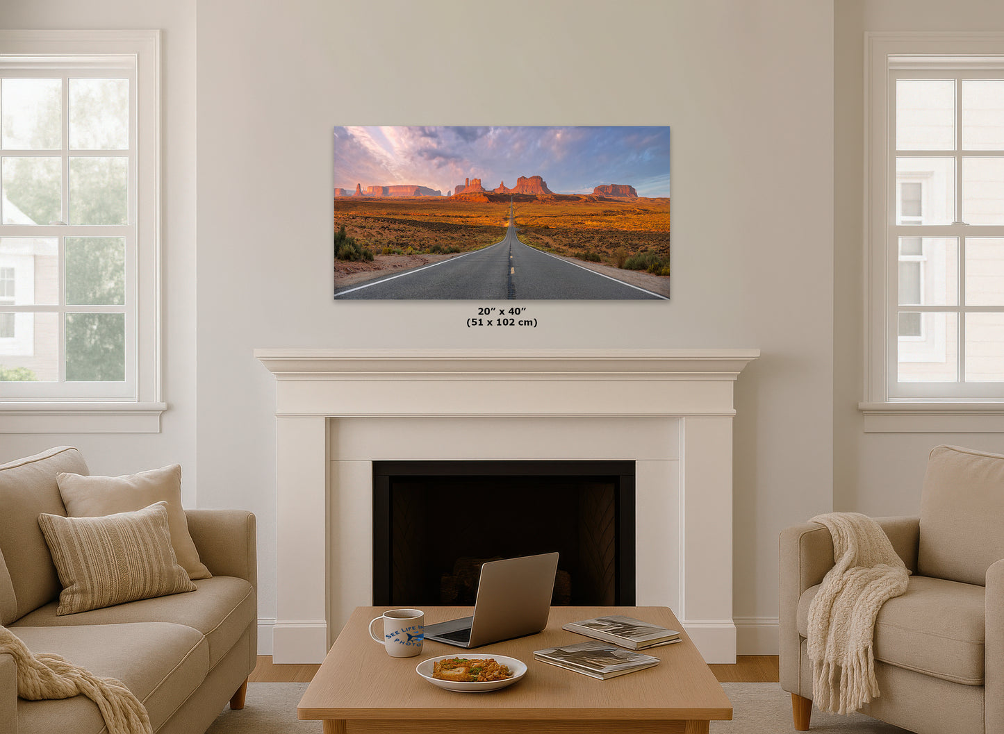 Monument Valley Arizona Desert Picture Nature Photo, Forrest Gump View Bohemian Style Relaxation Artwork for Meditation, Apartment, Office & House Decor
