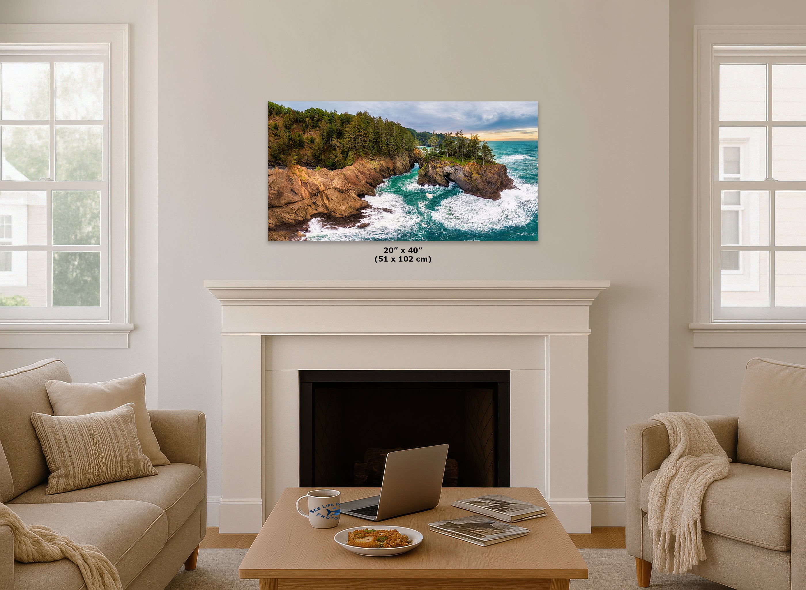 Oregon Coast Ocean Picture - Breathtaking Pacific Northwest Nature Photo for Relaxation, Meditation and Stylish Decor