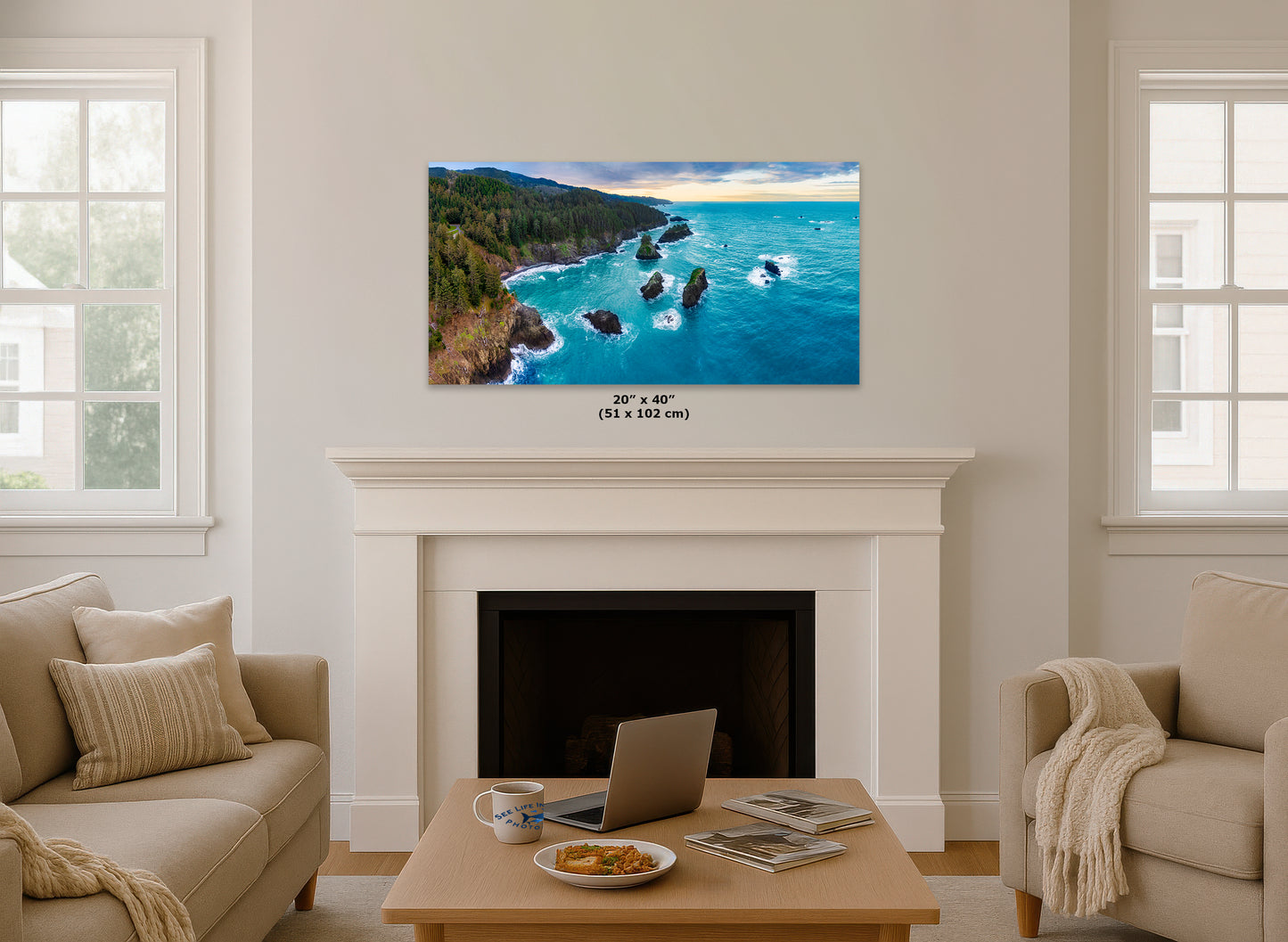 Aerial Oregon Coast Ocean Picture Panorama, Pacific Northwest Nature Photo