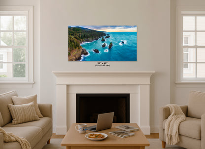 Aerial Oregon Coast Ocean Picture Panorama, Pacific Northwest Nature Photo