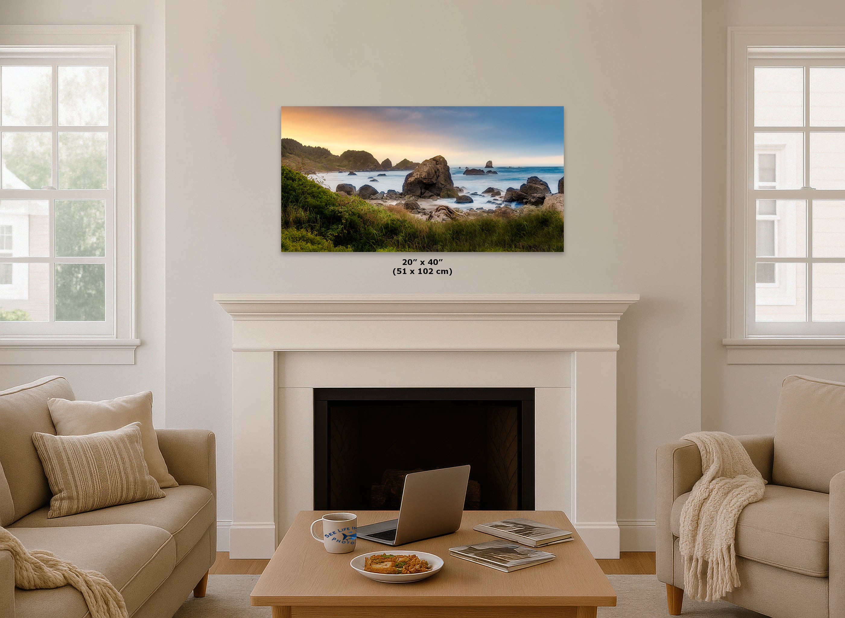 Lone Ranch Beach Oregon Coast Ocean Picture, Pacific Northwest Nature Photo Relaxation Artwork for Meditation, Apartment, Office & House Decor