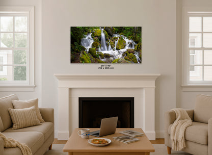 Oregon Pacific Northwest Waterfall Picture Nature Photo Relaxation Artwork in Bohemian Style for Meditation, Office, Apartment, House Decor