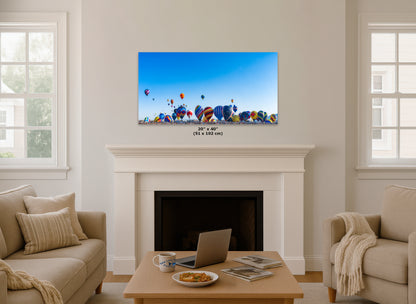 Hot Air Balloon Festival Mass Ascension Panorama Photo, Albuquerque New Mexico Balloon Fiesta Wall Art, Office, Cubicle & House Decor