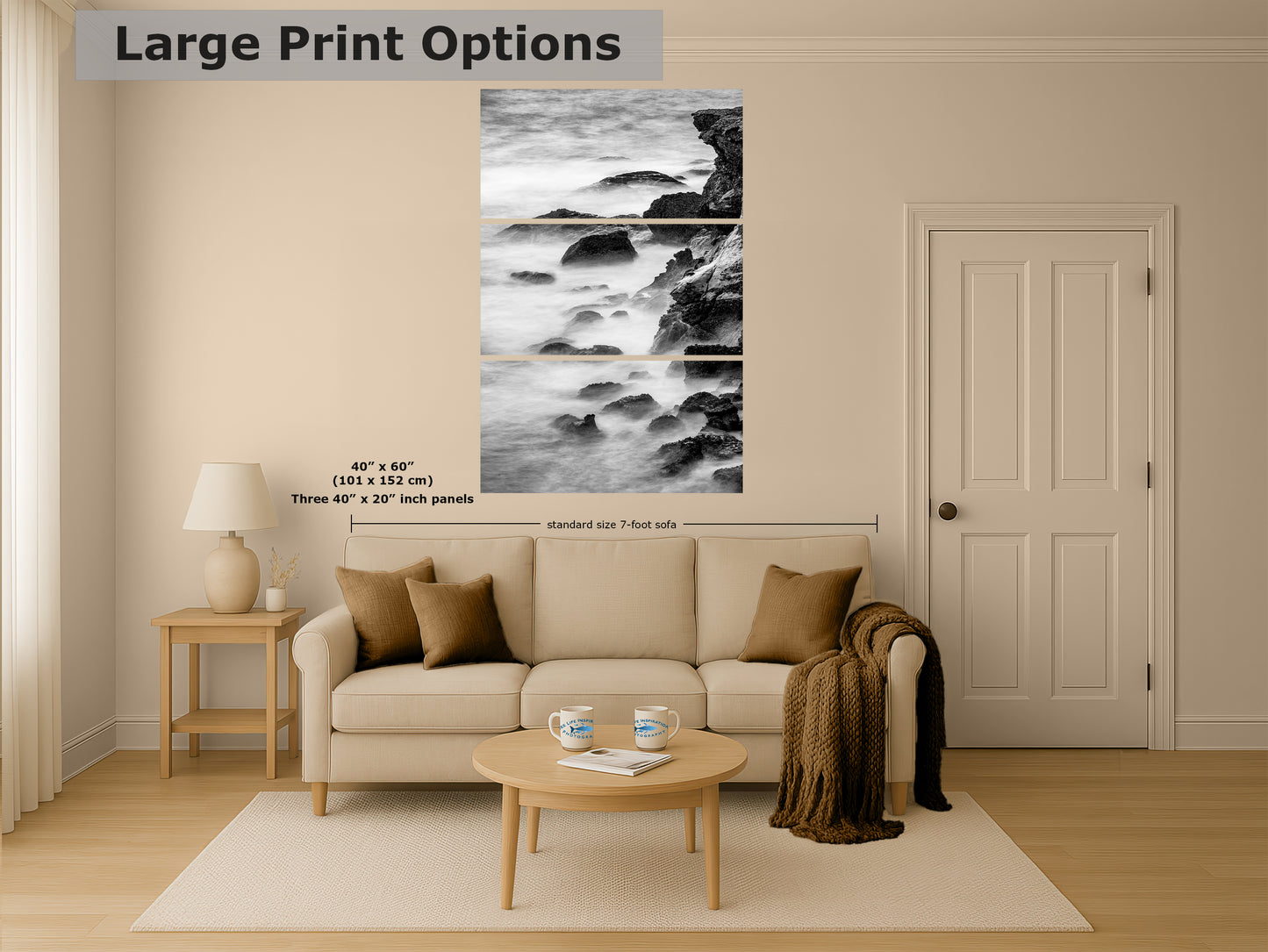 Point Lobos Carmel California Coastline Abstract Ocean Picture, Relaxation Artwork Nature Photo for Meditation, Office, Dorm, House Decor