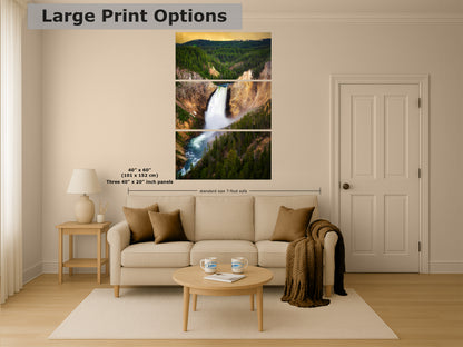 Yellowstone Falls National Park Waterfall Picture Nature Photo Relaxation Artwork Bohemian Style Wyoming Landscape, Meditation & House Decor