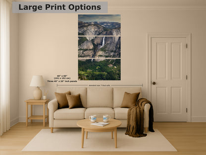 Yosemite Falls Glacier Point National Park Nature Photo Relaxation Artwork for Meditation, Office, Dorm, Apartment, and House Decor