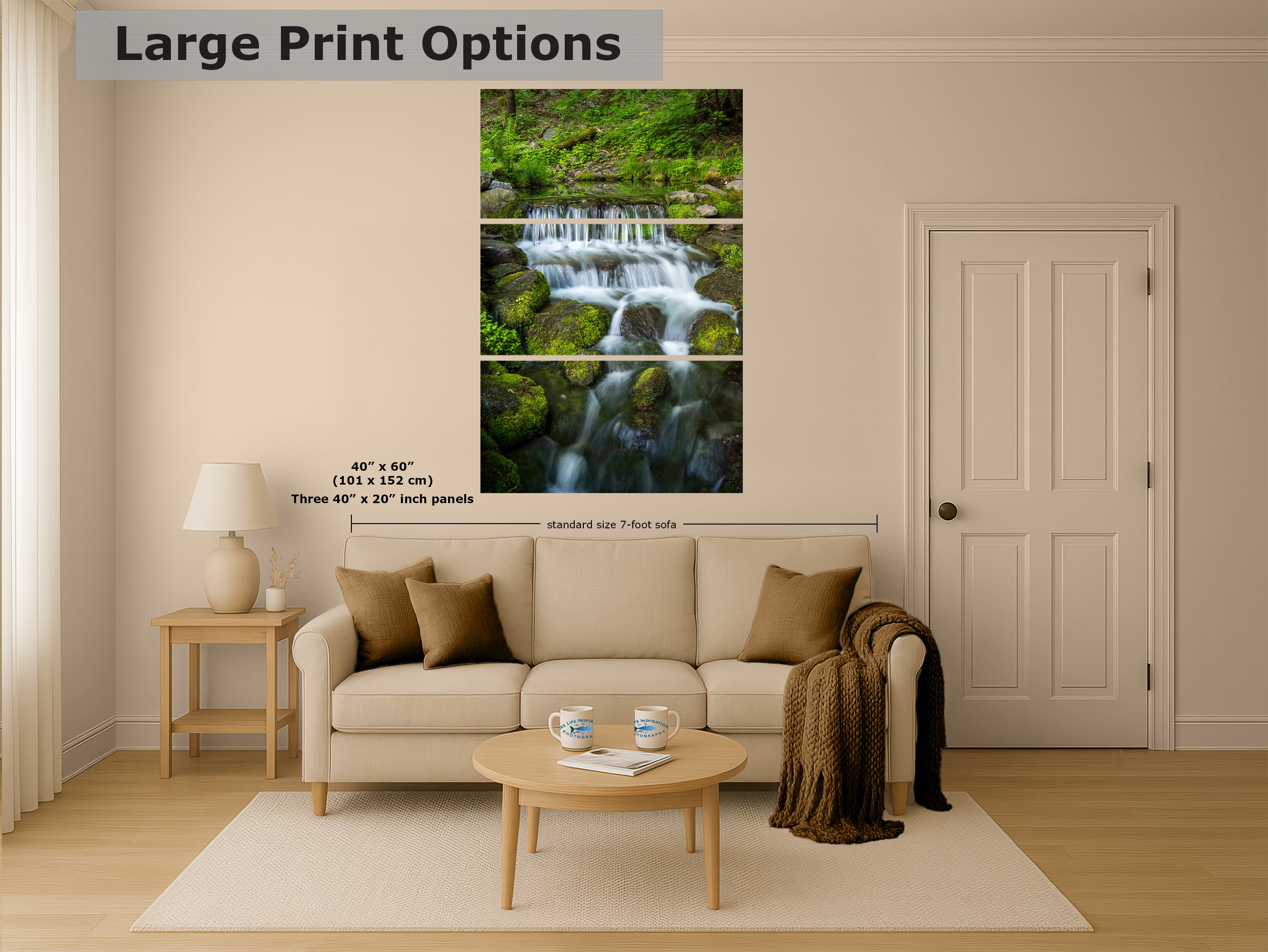 Yosemite National Park Waterfall Picture Nature Photo Relaxation Artwork for Meditation, Office, Apartment, and House Decor