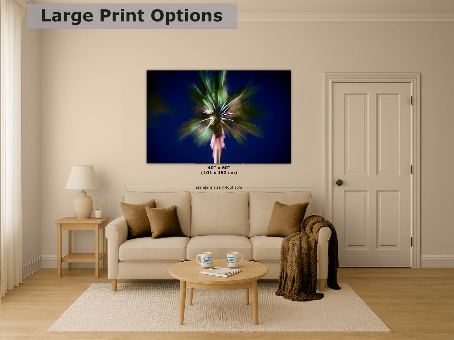 Palm Tree Forest Picture Impressionist Art Nature Photo Relaxation Artwork | Bohemian Style for Meditation, Office, & House Decor