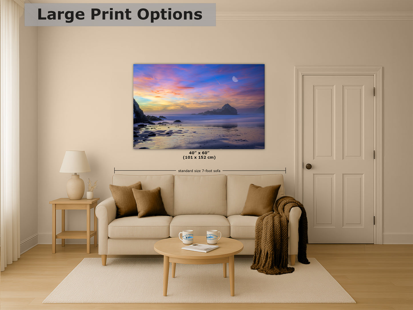Pfeiffer Beach Sunset, Big Sur California Coastline Ocean Picture Nature Photo, Relaxation Artwork, Meditation, Office House Decor