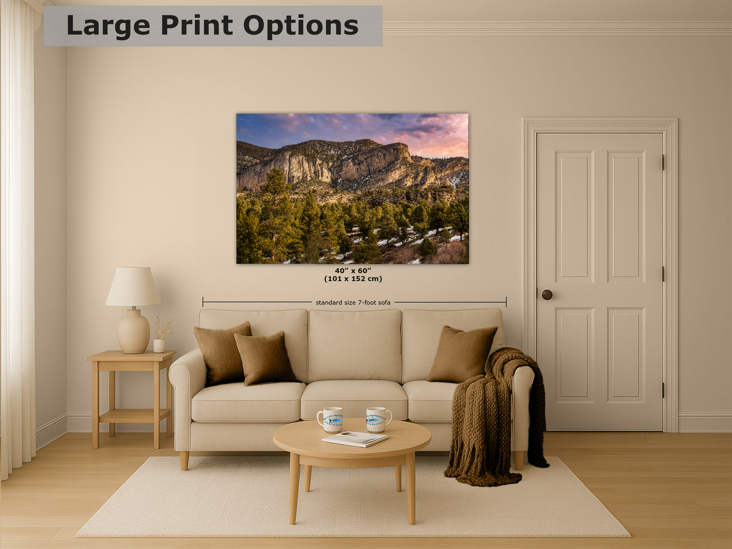 Mt Charleston Nevada Mountain Picture, Snowy Scenery Nature Photo Relaxation Artwork | Winter Landscape for Office, Dorm, Bohemian Decor