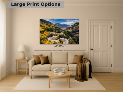 Colorado San Juan Mountain Picture, Fall Colors Aspen Trees Forest, Million Dollar Highway Nature Photo for Relaxation Artwork, Meditation and House Decor