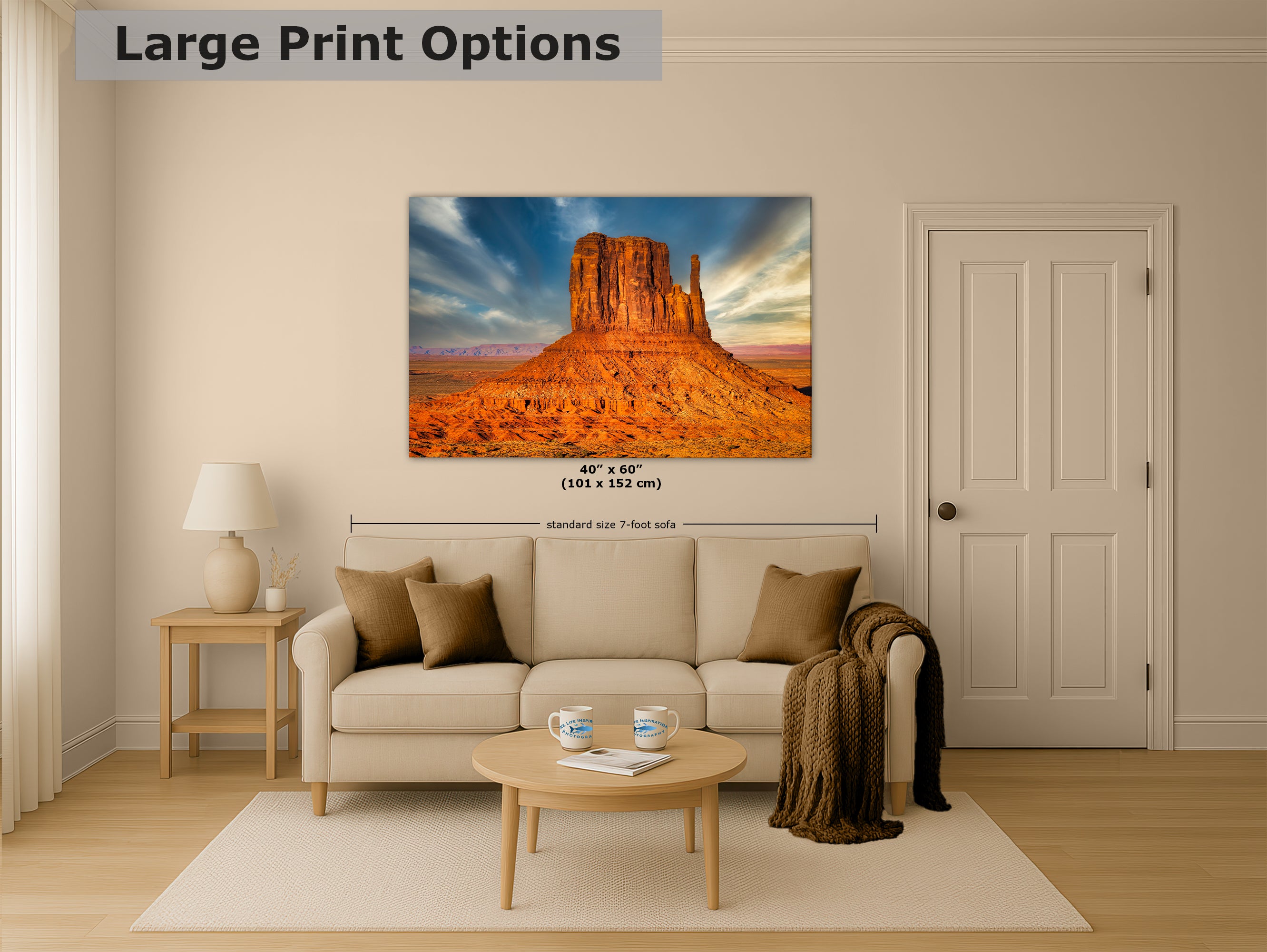 Monument Valley Arizona Desert Picture Nature Photo, Bohemian Style Relaxation Artwork for Meditation, Apartment, Office & House Decor