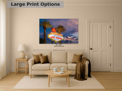 Welcome to Fabulous Las Vegas Nevada Sign Casino Decor, Souvenir Wall Art, Gambling Theme Giant Canvas Print, Neon Sign