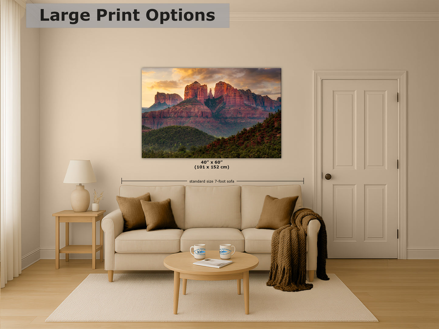 Cathedral Rock, Moody Sedona Arizona Desert Picture Nature Photo Relaxation Artwork for Meditation, Office, and House Decor