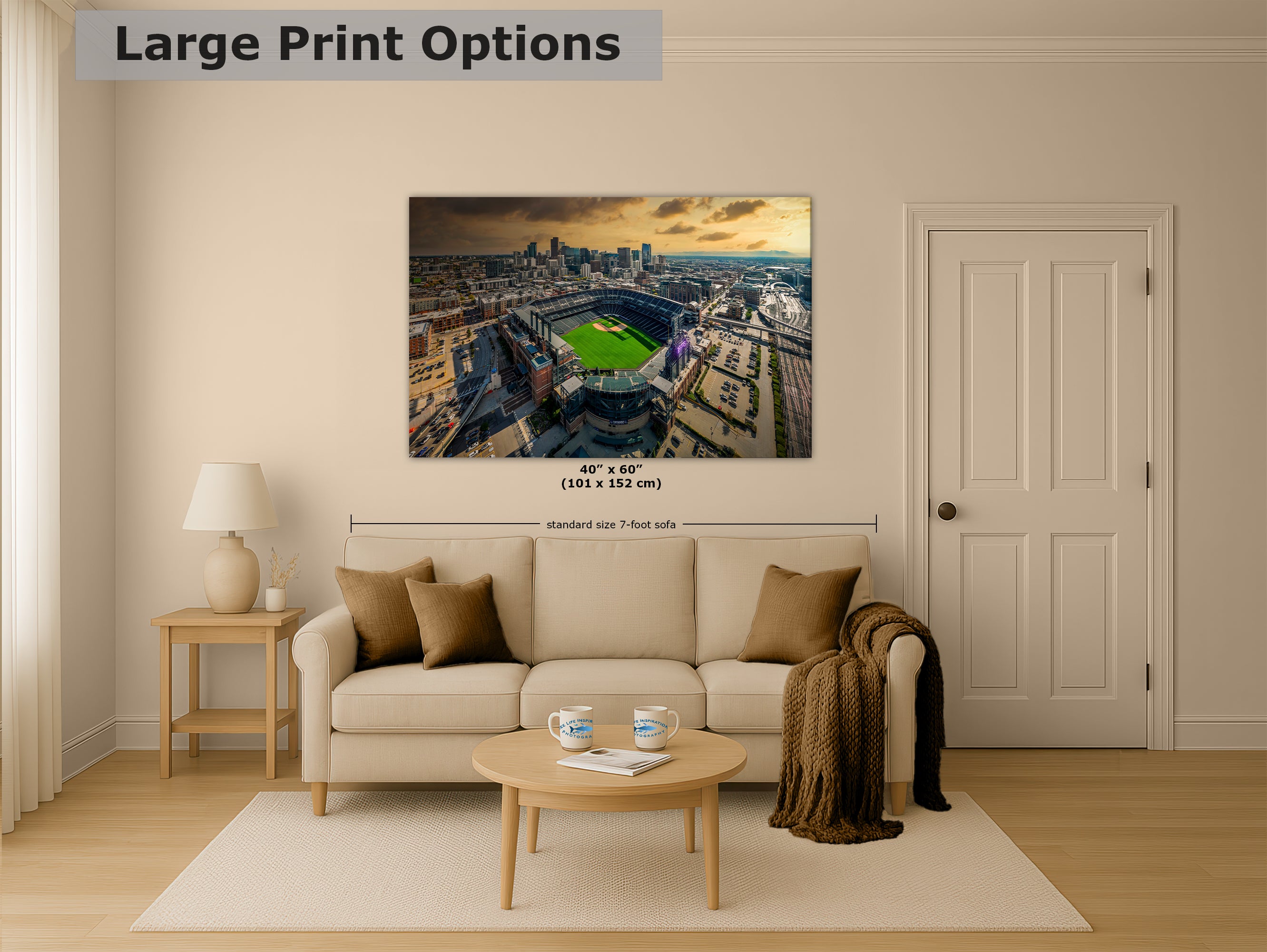 Colorado Rockies Baseball Stadium, Coors Field Denver Colorado Skyline Print for Man Cave Decor & Sports Fans