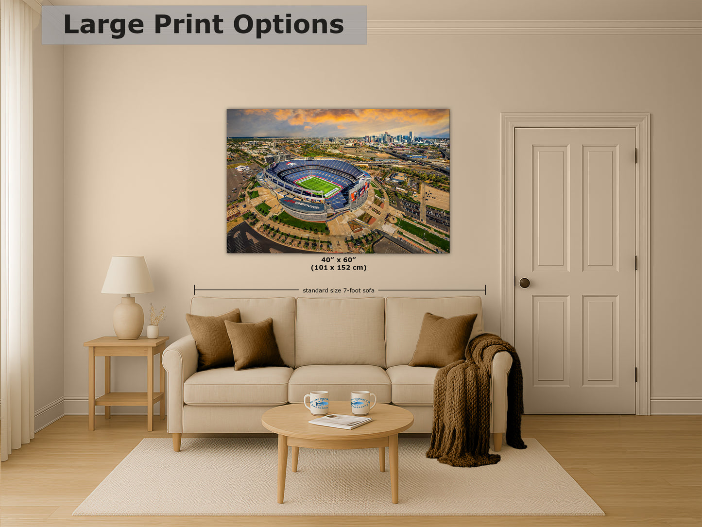 Denver Broncos Football Stadium | Mile High Stadium Denver Colorado Skyline Print | Sports Decor, Man Cave Art