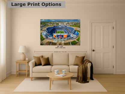 Denver Broncos Football Stadium, Mile High Stadium Denver Colorado Skyline Print, Sports Decor, Man Cave Art