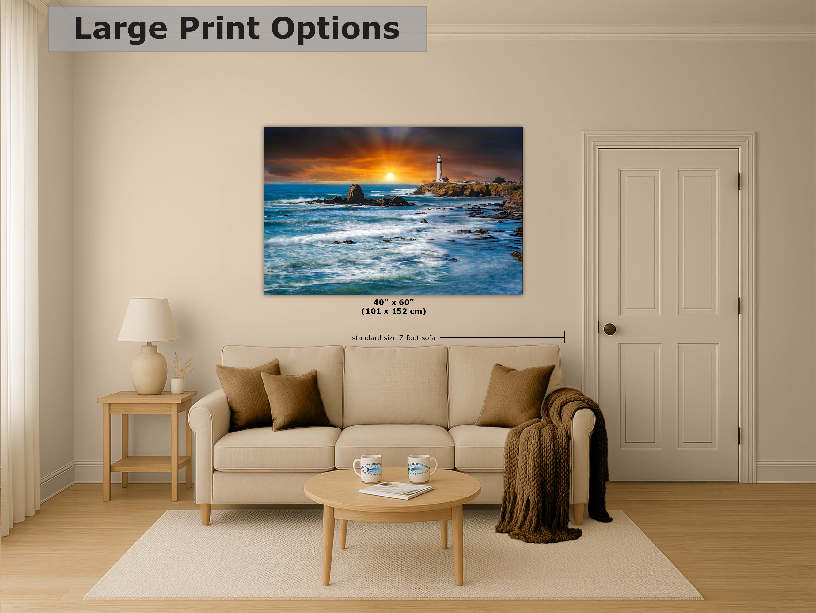 Pigeon Point Lighthouse Picture, California Coastline Ocean Picture, Relaxation Artwork Nature Photo for Meditation, Office, and House Decor